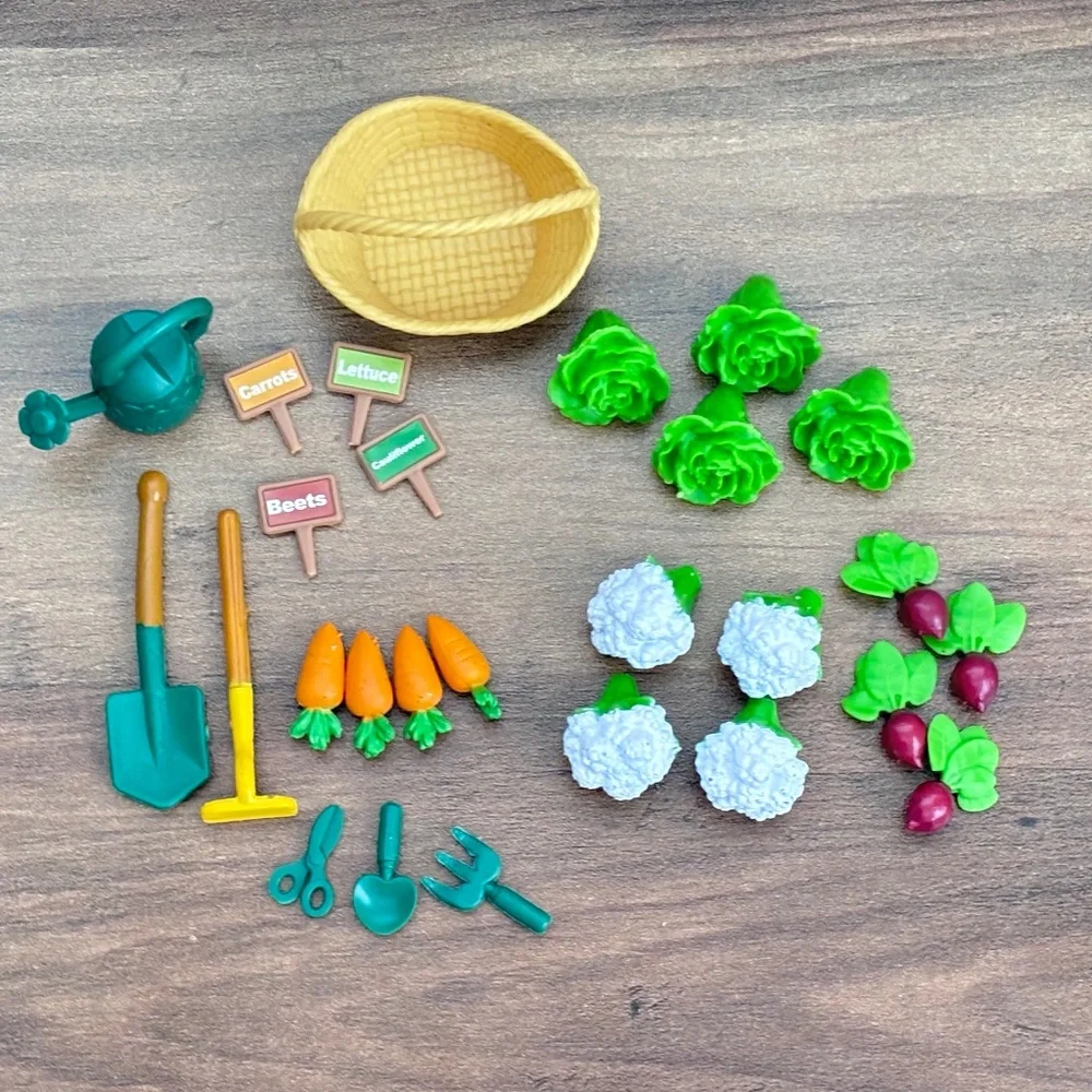 Lil Woodzeez GARDEN SET Farmer Miniature Toy Dollhouse Food Vegetables SET 27 pc